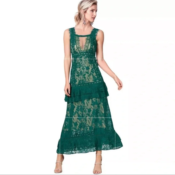 Venus Lacy Green Maxi Dress Size 2 - Picture 1 of 7